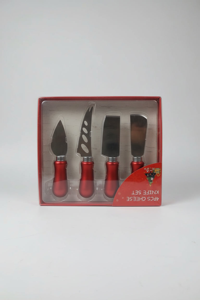 Set Cuchillos para Quesos con Mango Rojo Vibrante