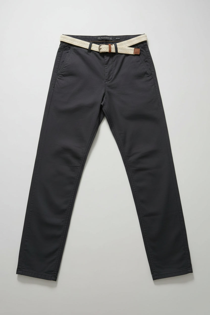 Pantalón Slim Fit Denim & Flower – Cinturón de Cordón Incluido