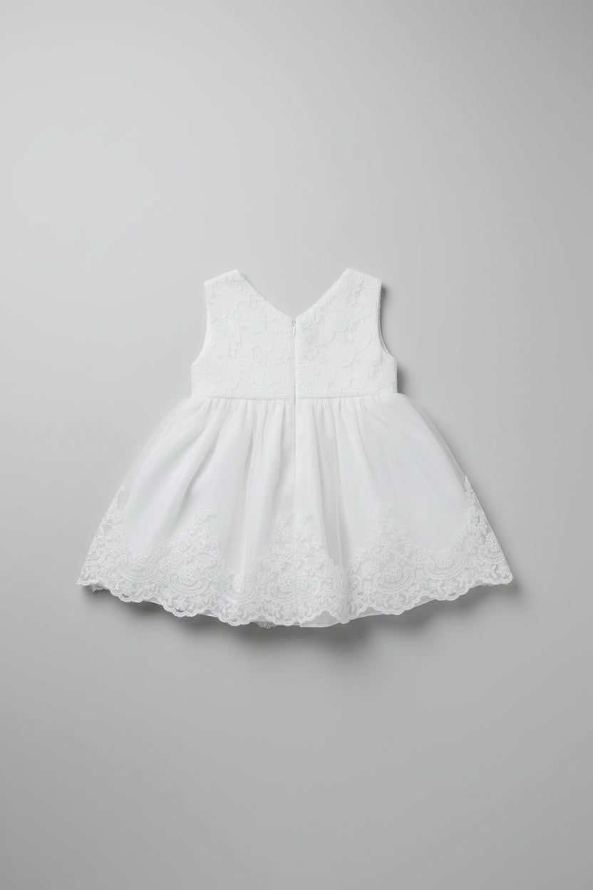 Vestido de Gala Angelical – Blanco con Bordado de Encaje y Tul