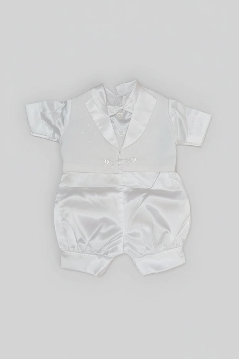 Conjunto de Bautizo o Ceremonia para Niño – Blanco Satinado