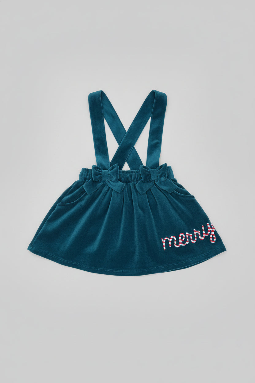 Falda con Tirantes de Terciopelo – Estilo "Merry" para Niña
