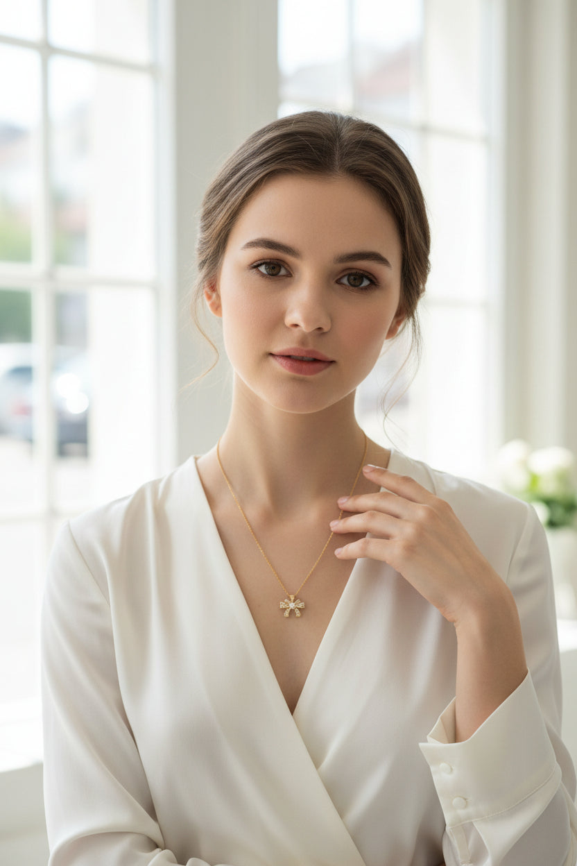 Collar Dije Lazo Dorado – Elegancia en un Solo Detalle