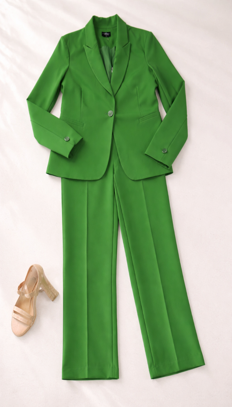 Traje Verde Elegante Nicole Miller – “Fuerza, Estilo y Presencia”